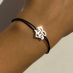 14K solid gold | nylon cord 1.2 мм Adjustable Gold Bracelet With Nylon Cord, Black Nylon Cord Braided Bracelet For Everyday, Gold Bracelet With Adjustable Nylon Cord, Gold Jewelry With Adjustable Nylon Cord, Heart-shaped Bracelets With Adjustable Cord As Gift, Cord Bracelet, Fine Jewelry Collection, Cord Bracelets, Clothes Gift