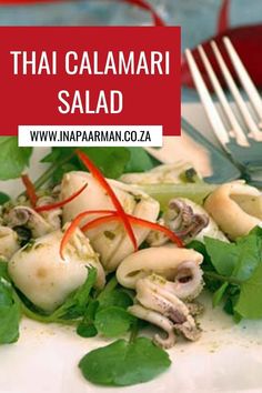 Thai Calamari Salad with Watercress Calamari Salad, Healthiest Seafood, Seafood Salad, Dinner Side Dishes, Summer Lunch, Easy Weeknight Dinner, Dinner Sides, Healthy Salad, Watercress