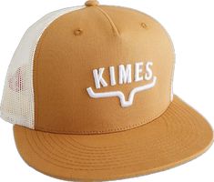 Brown Embroidered Logo Trucker Hat With Flat Brim, Casual Brown Trucker Hat With Flat Brim, Casual Brown Snapback Hat With Short Brim, Brown Snapback Trucker Hat For Spring, Brown Hat With Embroidered Logo For Summer, Brown Hats With Embroidered Logo For Summer, Brown Flat Brim Hat With Embroidered Logo, Brown Flat Brim Snapback Hat With Embroidered Logo, Brown Snapback Hat With Embroidered Logo And Flat Brim