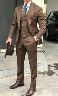 This is a Classy brown 3 Piece Suit by fixashop /crafted from high quality fabric and imported materials. Our products are handcrafted by experienced tailors who make sure the that the stitching is precise, lining is proper and the overall product is sturdy enough to not go out of shape for more than a few years. Also all our products have extra margins in their length, sleeves, sides so it's easily alterable if your size changes after some time. To see more available colours and designs in this collection, Check out the ' Collection' Section. *This is a 3 piece set of a Coat+westcoast+pant  *We also offer customization so we can provide you an even better fit if you massage us your measurements (in inches) of Chest, Stomach, Waist, Hip, Shoulder and Actual Height after ordering. *Want thi Formal Brown Blazer For Wedding, Brown Three-piece Suit For Wedding, Brown Three-piece Suit With Notch Lapel For Wedding, Brown Notch Lapel Three-piece Suit For Wedding, Brown Three-piece Suit For Groom, Brown Three-piece Wedding Suit, Brown Three-piece Suit For Groom With Suit Collar, Brown Three-piece Suit With Suit Collar For Groom, Brown Tuxedo Suit For Wedding