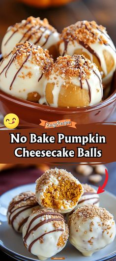 no bake pumpkin cheesecake balls on a plate