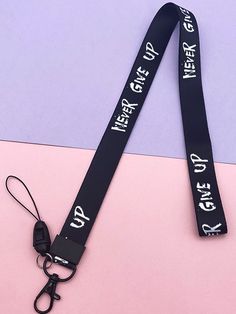 1pc Letter Graphic Lanyard Black    Polyester  Lanyards   Labels,Indexes & Stamps, size features are:Bust: ,Length: ,Sleeve Length: School Supply Labels, Hair Up Styles, Badge Holder, Badge Holders, Up Styles, Never Give Up, Lanyard, Office And School Supplies, Length Sleeve