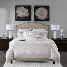 Transform your bedroom into a serene retreat with these stunning gray master bedrooms decor ideas. From soothing gray walls to elegant furniture pieces, find inspiration to create a calming and stylish space. Elevate your bedroom design with these chic gray decor ideas. Glam Comforter Set, White Comforter, Grey Bedroom, King Comforter Sets, Queen Comforter Sets, Madison Park, Queen Comforter, King Comforter