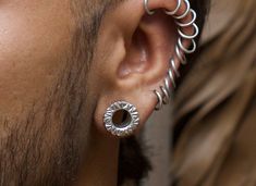 "Sterling Silver Round Tribal Ear Gauges, Ear Plug Tunnel, Gauge Jewelry 925 Sterling Silver Tunnels in sizes 6mm - 14 mm / 2g, 0g, 00g, 1/2\"g, 9/16'', Unique Silver Piercing Jewelry oooo Piercing gauge jewelry is super on-trend jewelry. Find an ear tunnel that works for your personality! You could go subtle and rock a simple one, or you can dare and wear one that's bold! My artistic tribal ear tunnel is definitely for you people who appreciate a unique ooak design. Made of sterling silver 925, Gauge Jewelry, Daith Jewelry, Jewelry Ear, Trend Jewelry, Plug Earrings, Ear Tunnels, Tunnels And Plugs, Gauged Earrings, Ear Gauges