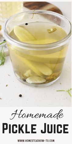 homemade pickle juice in a glass bowl