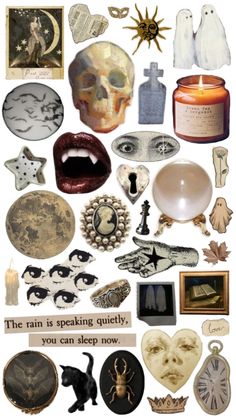 a collage of various items that include candles, pictures, and other things to make it look like they are floating in the air