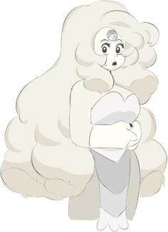 a drawing of a woman holding a stuffed animal in her arms and looking at the camera