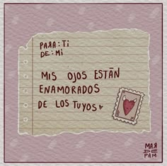 a piece of paper with an image of a heart on it and words written in spanish