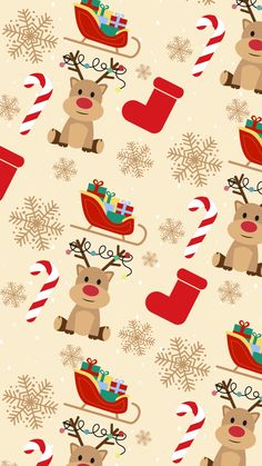 a christmas pattern with reindeers and candy canes