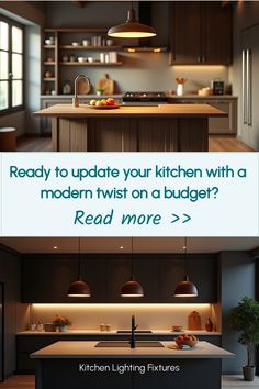 Sleek kitchen featuring budget-friendly track lighting