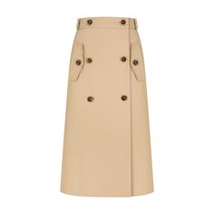 Parma skirt is made of slightly stiff cotton in beige shade. The model is midi in length and fastened with an overlap. The skirt is decorated with chiclet buttons and flap pockets, which add a sophisticated touch. Depending on the top and accessories chosen, it is perfect for everyday wear, as well as for more formal occasions. Main fabric: Cotton 100% Lining: Viscose 100%  Dry cleaning only Polish Clothing, Knit Loungewear, Stocking Fillers For Her, Holiday Party Outfit, Confident Woman, Parma, Cotton Skirt, Independent Designers Fashion, Badger