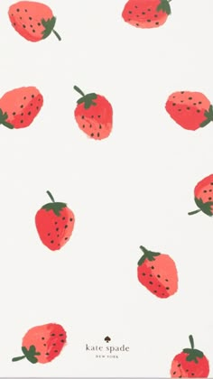 strawberrys on white background with green stems and leaves in the middle, all drawn by hand