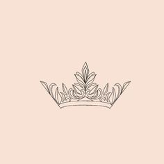 a black and white drawing of a crown on a light pink background with the word,