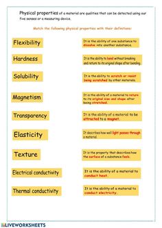 the physical properties of matter worksheet