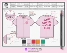 a pink shirt with the words anti social club on it