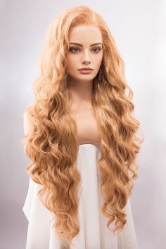 Color: Strawberry Blonde Texture: Wavy Wig Type: Lace Front Wig Length: About 32" Cap Size: 21"-22.5" Parting: 13" X 4" Lace Free Part Material: Heat Resistant Fiber Lace Type: Swiss Lace Combs: 3 Combs Strawberry Blonde Wig, Silver Blonde Ombre, Blonde Wavy Wig, Blonde Ombre Balayage, Celebrity Wigs, Long Human Hair Wigs, European Hair, Blonde Lace Front Wigs, Silver Blonde