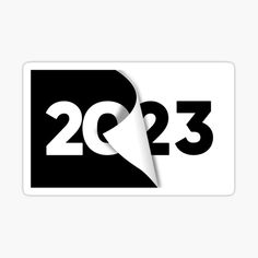 a white sticker with the number twenty three in black and white, on a white background