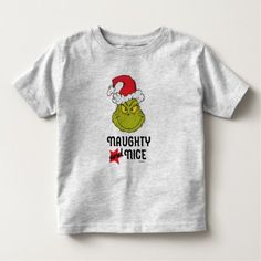 The Grinch | Naughty and Nice Toddler T-shirt #drseuss #kids #children Whimsical Fish, Toddler Humor, Toddler Tops, Idea Design, Birthday Tshirts, Dinosaur Kids, Cute Teddy Bears, Quirky Design, Toddler Tees