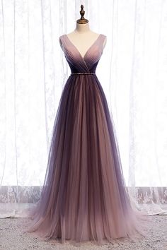 Prom Dresses V Neck, Ombre Prom Dresses, Dresses V Neck, Floor Length Prom Dresses, Formal Party Dress, فستان سهرة, Custom Size Dresses, Purple Ombre, Looks Chic