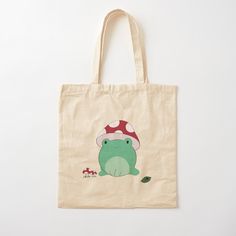 Handpainted Tote, Cactus Tote, Mushroom Hat, Kawaii Aesthetic, Cottagecore Aesthetic, Cute Frogs