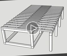 an image of a wooden table with slats on the top and bottom, in perspective