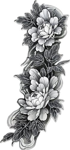 a tattoo design with flowers on it