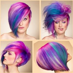 Candy Hair, Funky Hairstyles, Alternative Hair, Hair Inspiration Color, Mermaid Hair, Rainbow Hair, Hair Short, Love Hair