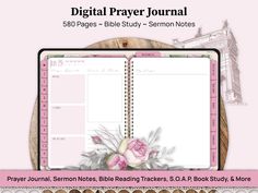 a pink book with flowers on it and the words digital prayer journal