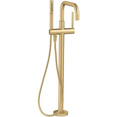 the gold shower faucet is shown on a white background