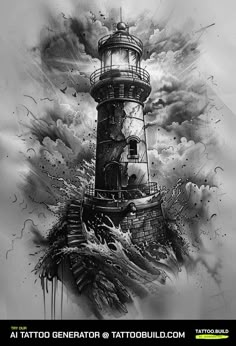 Try our tool and make your own 100% custom tattoo design. Lighthouse Tattoo Ideas, Lighthouse Tattoo Design, Nautical Tattoo Sleeve, First Time Tattoos, Lighthouse Drawing, Basic Tattoos, Lighthouse Tattoo, Polynesian Tattoo Designs, Map Tattoos