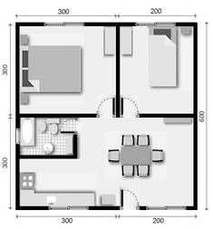 the floor plan for a two bedroom apartment with an attached kitchen and living room area