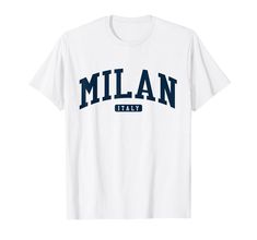 PRICES MAY VARY. Milan Italy shirt - A simple basic school college athletic dept sports style block letter design. Great Milan gift idea or vacation souvenir keepsake. town, city & state. You will love and look great when you represent your hometown roots or travel to your favorite Milan Italy destination in this cool retro vintage Milan shirt. Available in Mens Womens and Kids Tees Long Sleeves Hoodies and Sweatshirts Lightweight, Classic fit, Double-needle sleeve and bottom hem Italy Shirt, Lahaina Maui, University Style, Kids Tees, University Tshirt, Sports Style, Letter Design, College University, City State