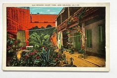 Vintage Postcard - Circa 1930's Unposted New Orleans, Louisiana  - Old Spanish Courtyard Old Quarter Measures approx 5.5" x 3.5" Some corner wear otherwise - Good vintage condition. See photos for condition. Postcards are shipped with care in plastic sleeve and. cardboard mailer. French Courtyard, Spanish Courtyard, Court Yard, California Postcard, Vintage Easter Postcards, Vintage Thanksgiving, Vintage California, Vintage Florida, Postcards For Sale