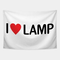 i love lamp banner with the word i love lamp in black and red on a white background