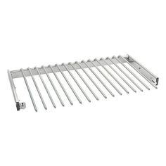 an image of a metal shelf with wheels on it