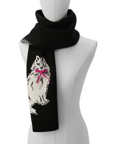 kate spade new york Pretty Kitty Wool Scarf.Color:Black.Size:Large.Material:100% wool.Scarves & Wraps. Wool Scarves, Fuzzy Scarf, Leopard Scarf, Pretty Kitty, Fringe Scarf, Pretty Cats, Wool Scarf, Scarf Print, Yarn Dyeing