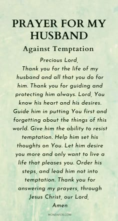 prayer for my husband against temptation