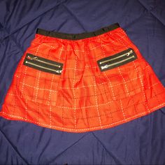 Super Cute Punk Rock Style Anna Sui Red Plaid Zipper Pocket Mini Skirt! Size Small. Brand New Without Tags! Never Worn. Punk Mini Skirt With Pockets, Red Mini Skirt For Alternative Fashion, Rock Style Red Mini Skirt, Red Rock Mini Skirt, Red Rock Style Mini Skirt, Edgy Mini Skirt With Pockets For Party, Edgy Party Mini Skirt With Pockets, Red Punk Skirt For Parties, Red Punk Style Skirt For Party