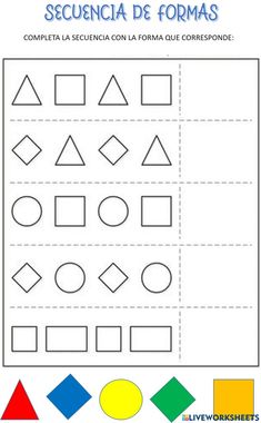 the worksheet to learn how to draw shapes in spanish