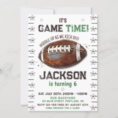 a football themed birthday party card