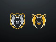 two bears'heads with different colors and sizes on them, one is black and the other is yellow