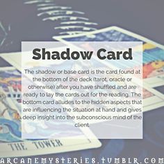 the shadow card has been placed in front of an image with text that reads,