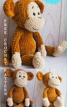 crocheted monkey pattern with instructions to make it look like an adult or child's stuffed animal