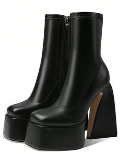 These platform boots with 1.97in/5cm platforms and 5.51in/14cm chunky heels.2024 Fashion Goth Platform Boots For Women Gothic Chunky Heel Motorcycle Boots Round Toe Combat GoGo Y2K Booties Black Cool,Punk     Handmade Boots   Women Shoes, size features are:Bust: ,Length: ,Sleeve Length: Heels 2024, Goth Heels, Goth Platform Boots, Goth Platforms, Chunky Heeled Boots, Handmade Boots, Fashion Goth, Gogo Boots, Chunky Shoes