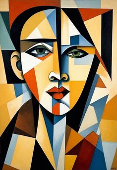 an abstract painting of a woman's face