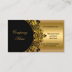 a gold and black business card