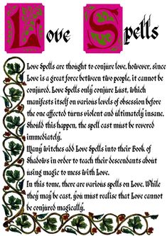 Spells For Love, Spells Book