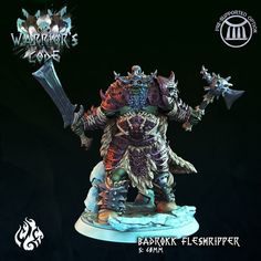 an image of a warhammer statue with two swords in it's hands and the word warhammer on its chest