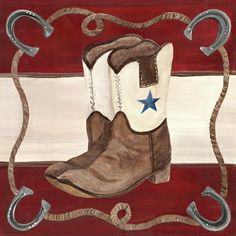 a painting of a cowboy boot with a star on it