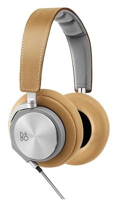 the b & o play headphones are made from leather and have an aluminum - plated